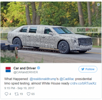 Первое фото нового секретного лимузина Трампа "слили" в Сеть